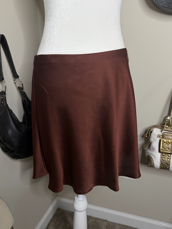 Gianni Bini Dresses & Skirts - Gianni Bini Satin A-Line Mini Skirt in Deep Burgundy Brown - Size L